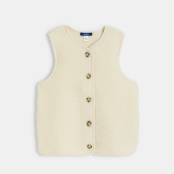 جاكيت بدون أكمام من صوف الغنم باللون البيج للفتيات